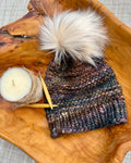 Merino Wool Knit Hat with Faux Fur Pom