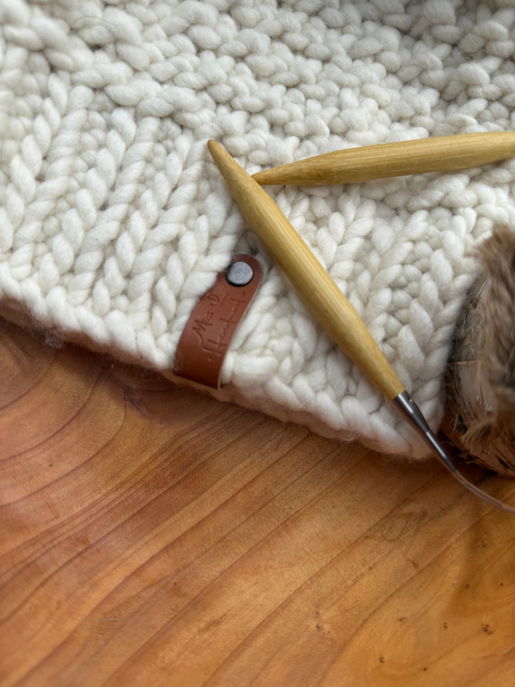 Merino Wool Hat with Faux Fur Pom