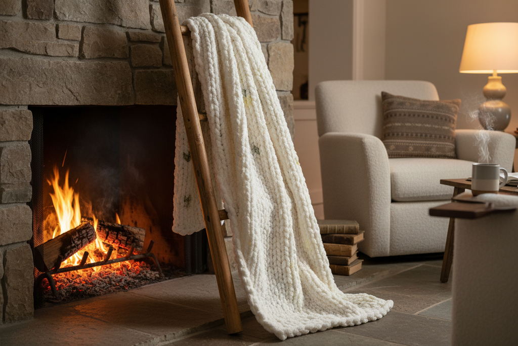 Blanket on Ladder by Fire